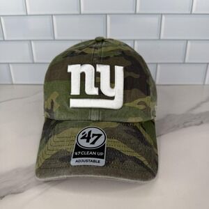 New York Giants Camo Hat Cap Strap Back Mens One Size Clean Up NFL Football '47